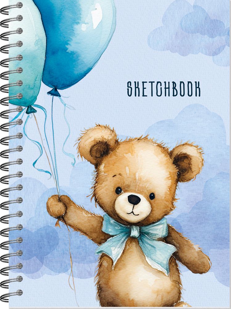 Блокнот для зарисовок SKETCHBOOK А5 с жесткой ламинированной обложкой 60л. МИШКА ТЕДДИ