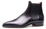 GAZIANO GIRLING Deco Black Top Grain Cow Leather Short Chelsea Boots Men"s Black