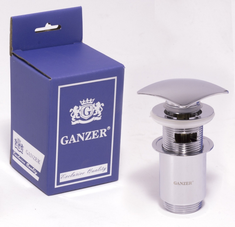 Донный клапан с переливом квадратный (хром) GANZER