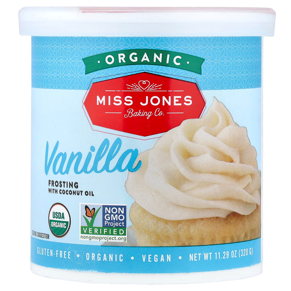 Miss Jones Baking Co, органическая глазурь, ванильно, 320 г (11,29 унции)