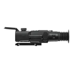 Тепловизионный прицел Dedal-T2.385 Hunter LRF (с дальномером) - вид сбоку с кронштейном и крышкой объектива