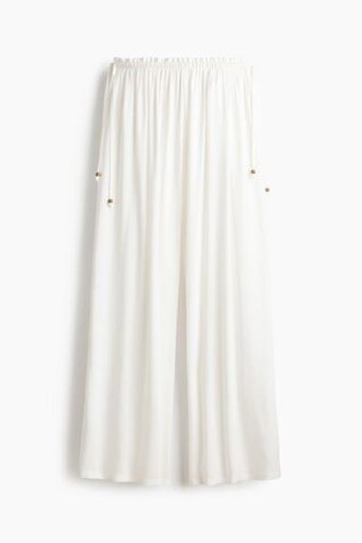 Широкие брюки со стяжкой — Цвет слоновой кости - H&M