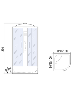 Душевая кабина RIVER DUNAY XL  90/44 MT  90x90x230 10000006200 Универсальная Четверть круга