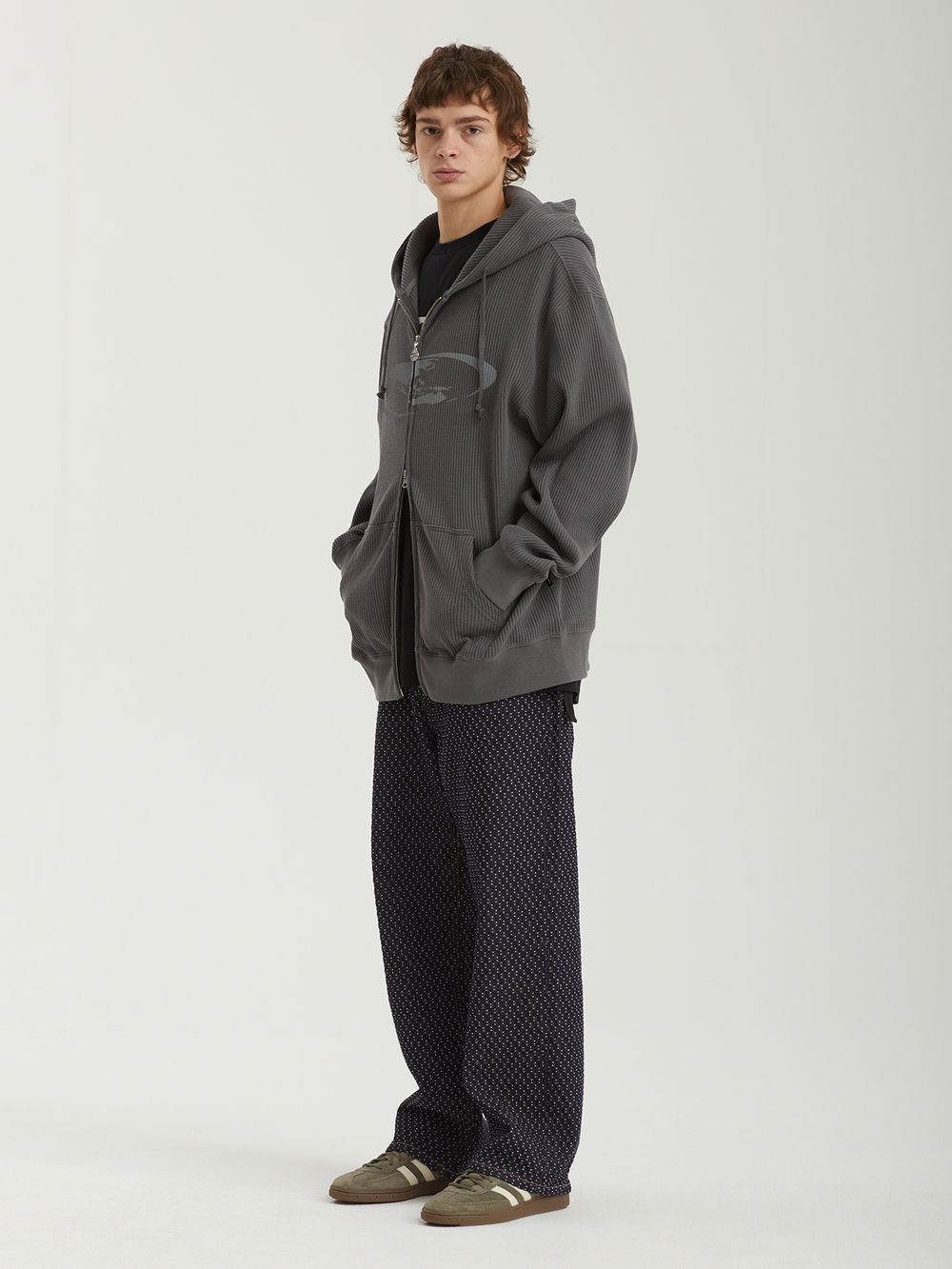 Мужская Толстовка Oval Globe Waffle Zip-up