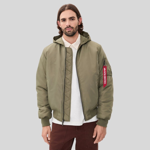 Бомбер Alpha Industries MA-1 Hooded Logo Oxford OG-107 Green (Зеленый)