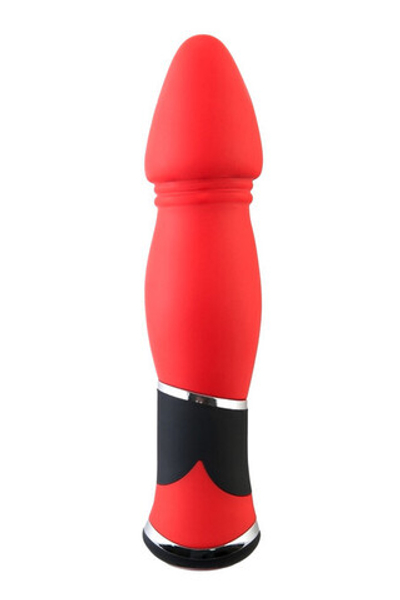 Анальный красный вибратор Black & Red, (10 режимов) (Цвет: красный с черным)