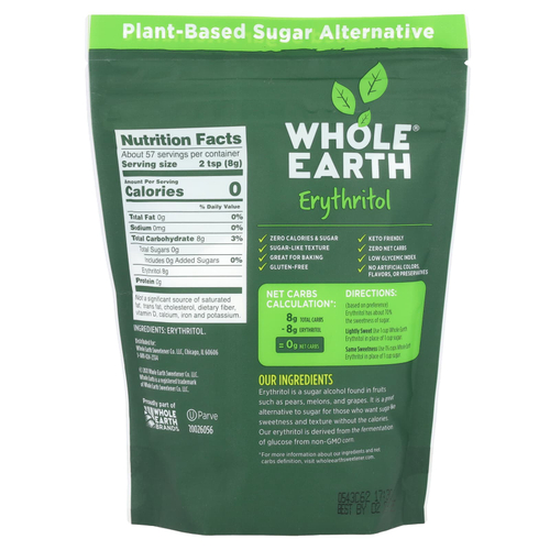 Whole Earth, эритритол, 454 г (16 унций)
