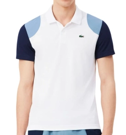 Теннисное поло Lacoste Ultra Dry Colour-Block Sport - white/blue/navy blue