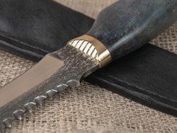 Нож "Щукарь", сталь Bohler N690, рукоять синяя стабилизированная береза