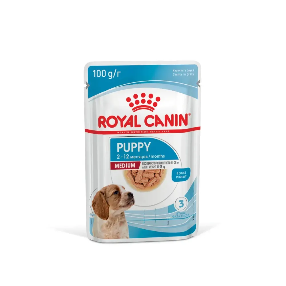 Royal Canin 100г пауч Medium Puppy Влажный корм для щенков средних пород до 12 месяцев
