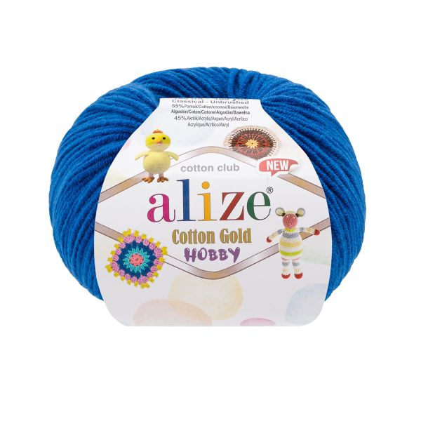 Пряжа Alize (Ализе) Cotton Gold Hobby New / уп.10 мот. по 50 г, 165 м, 141 василек