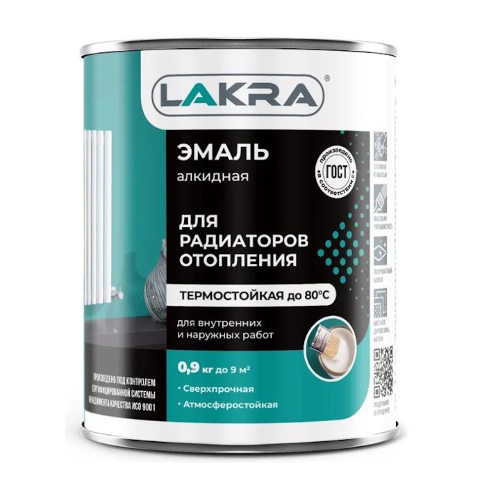 Эмаль д/радиаторов алкид. бел.полумат. 0,9кг (Лакра) Эмаль д/радиаторов алкид. бел.полумат. 0,9кг (Лакра)
