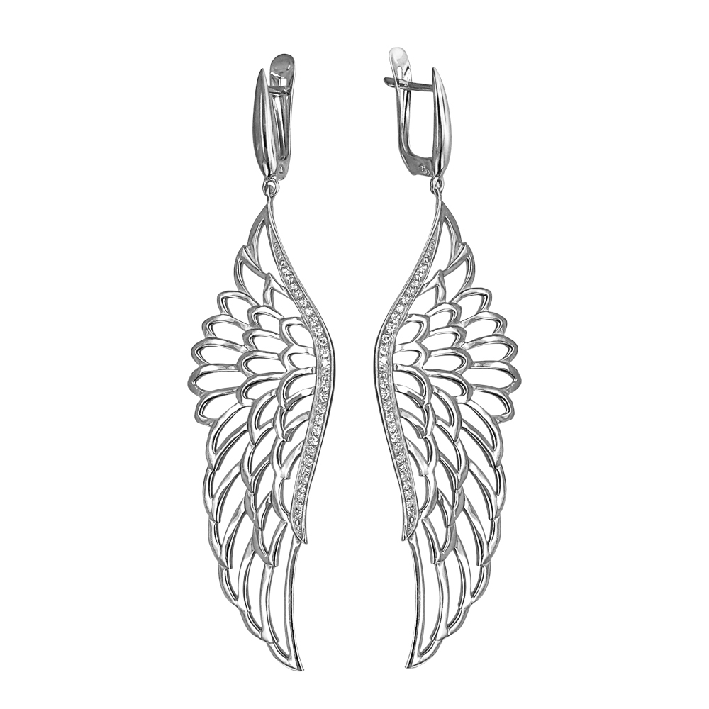Серьги с фианитом из серебра 925 пробы JA-S-1С158364