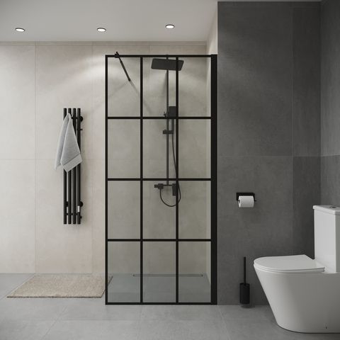 Душевая перегородка Niagara Eco (90х190) черный, стекло клетка