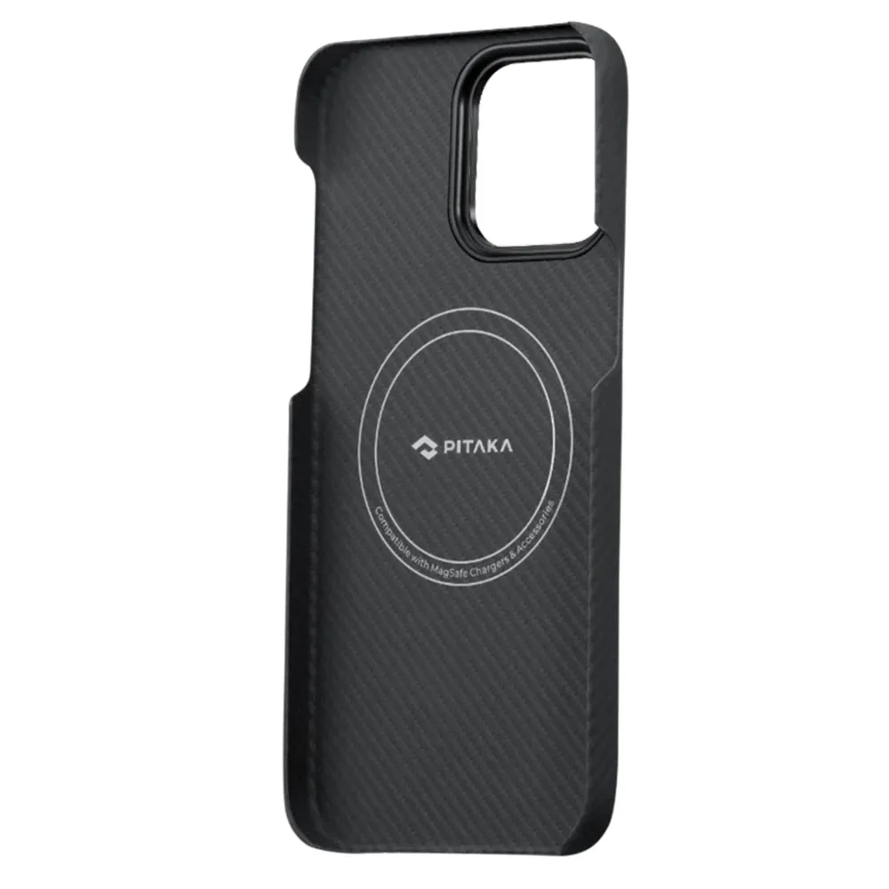 Чехол из арамидного волокна с поддержкой MagSafe PITAKA MagEZ Case 3 600D для iPhone 14 Pro, Black / Grey Twill (Cаржевое переплетение)