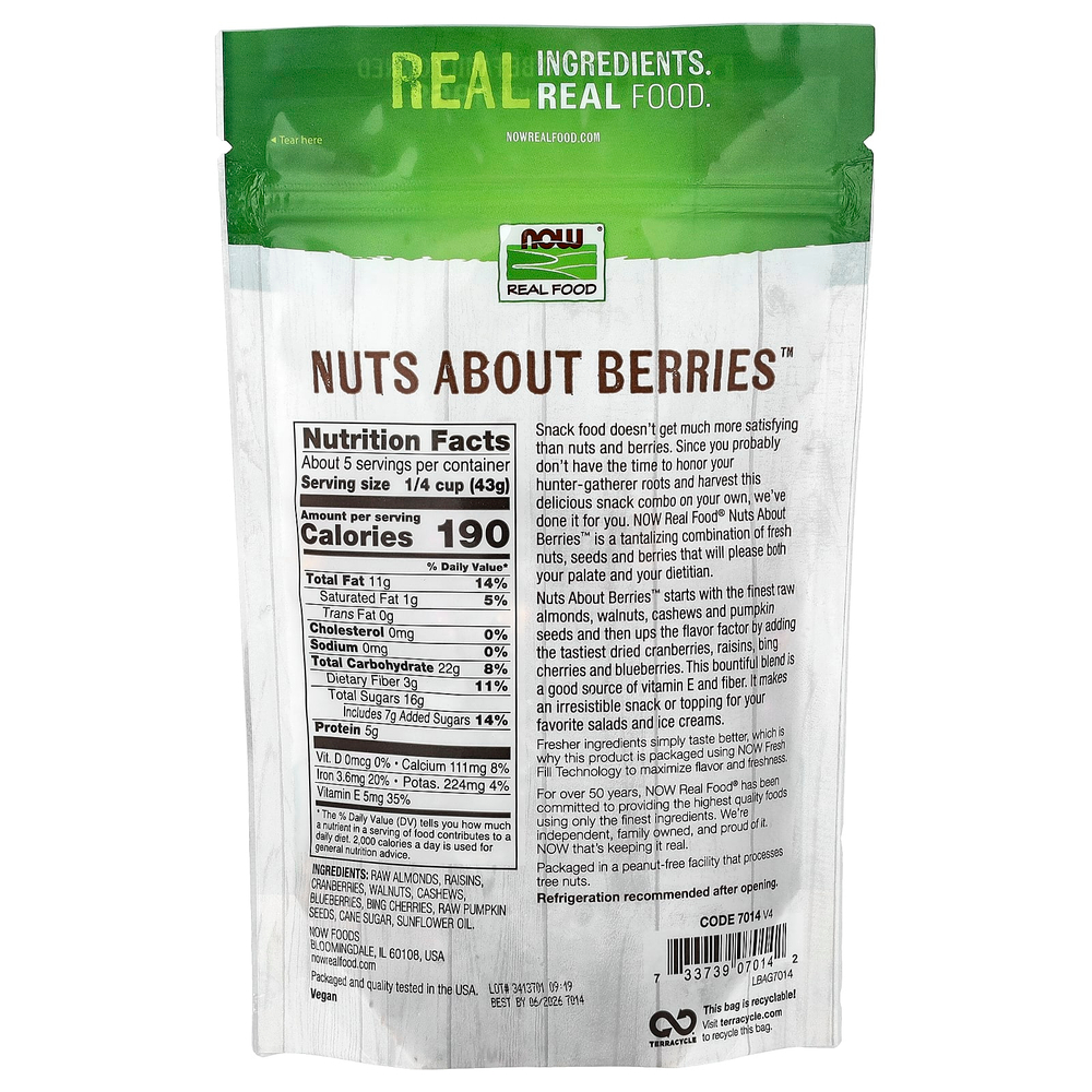 NOW Foods, Real Food, Nuts About Berries™, 227 г (8 унций)