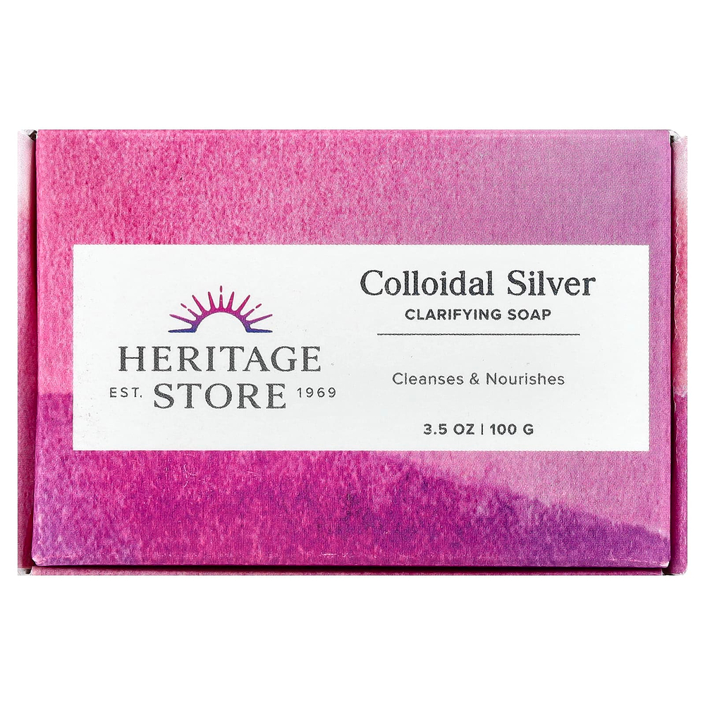 Heritage Store, очищающее кусковое мыло с коллоидным серебром, 100 г (3,5 унции)