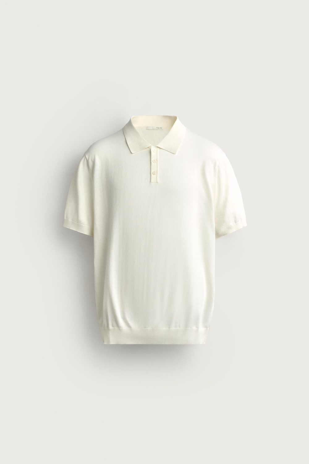 ZARA ТРИКОТАЖНОЕ ПОЛО КЛАССИЧЕСКОГО КРОЯ, ЭКРЮ