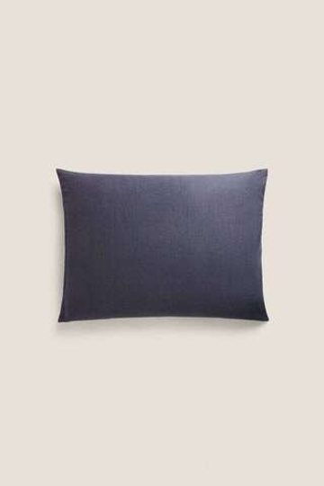 ZARA HOME ЛЬНЯНОЙ ЧЕХОЛ ДЛЯ ДЕКОРАТИВНОЙ ПОДУШКИ, СИНИЙ