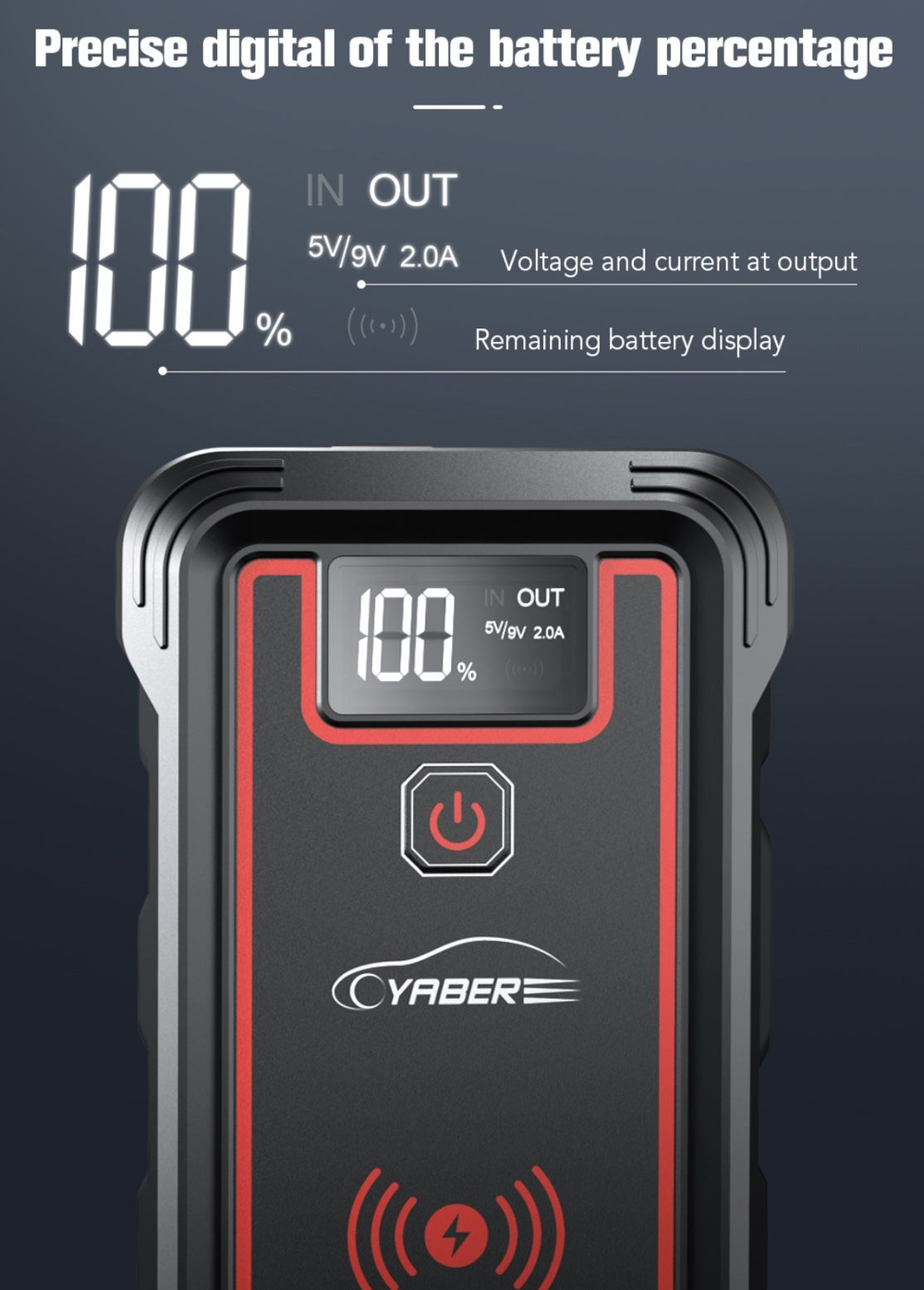 Пусковое портативное устройство бустер YABER 23800mAh 2500A.