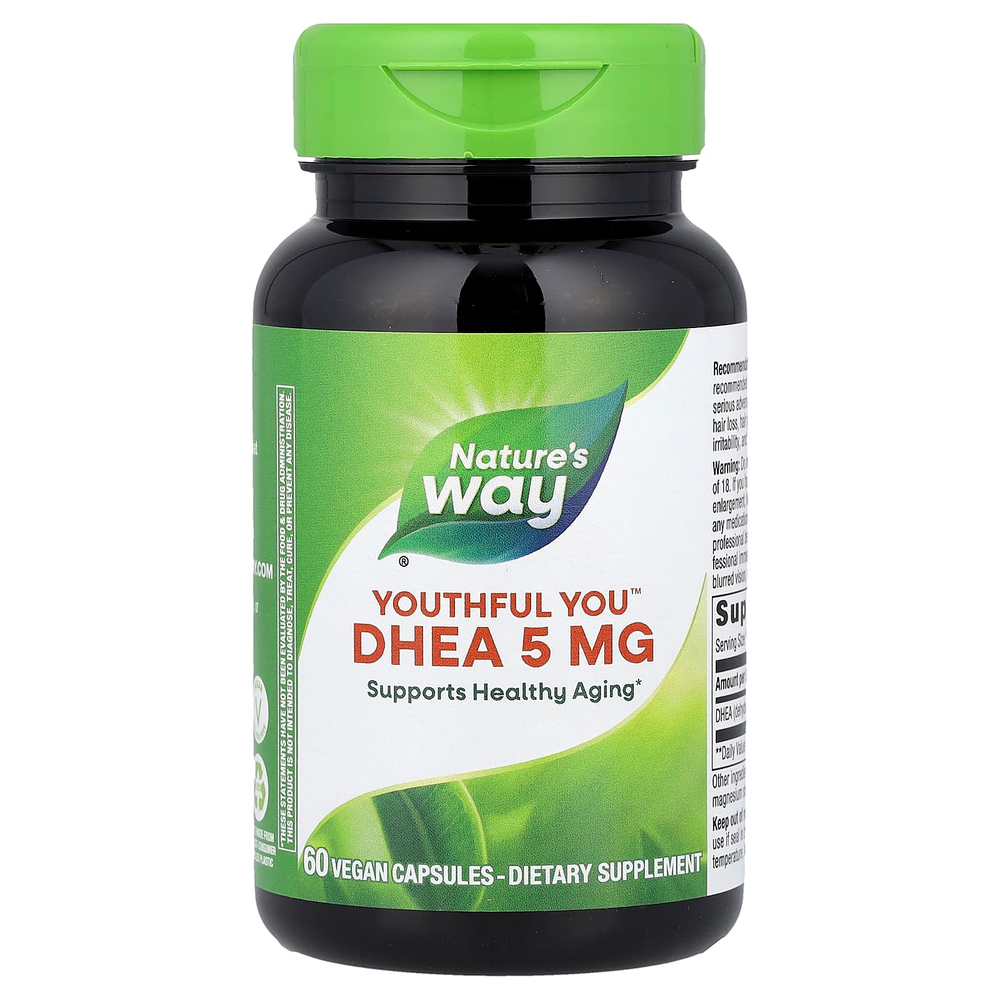 Nature's Way, Youthful You™, ДГЭА, 5 мг, 60 веганских капсул