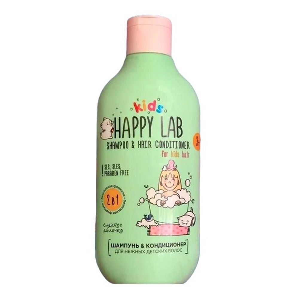 АЛ HAPPY LAB KIDS 2в1 Шампунь & Кондиционер Сладкое яблоко 300 мл 12шт 7374