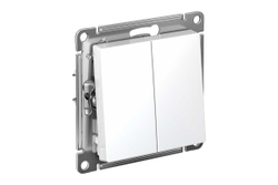 2-клавишный механизм выключателя, быстозажимные клеммы Systeme Electric ATLAS DESIGN сх.5 10АХ белый ATN000151S