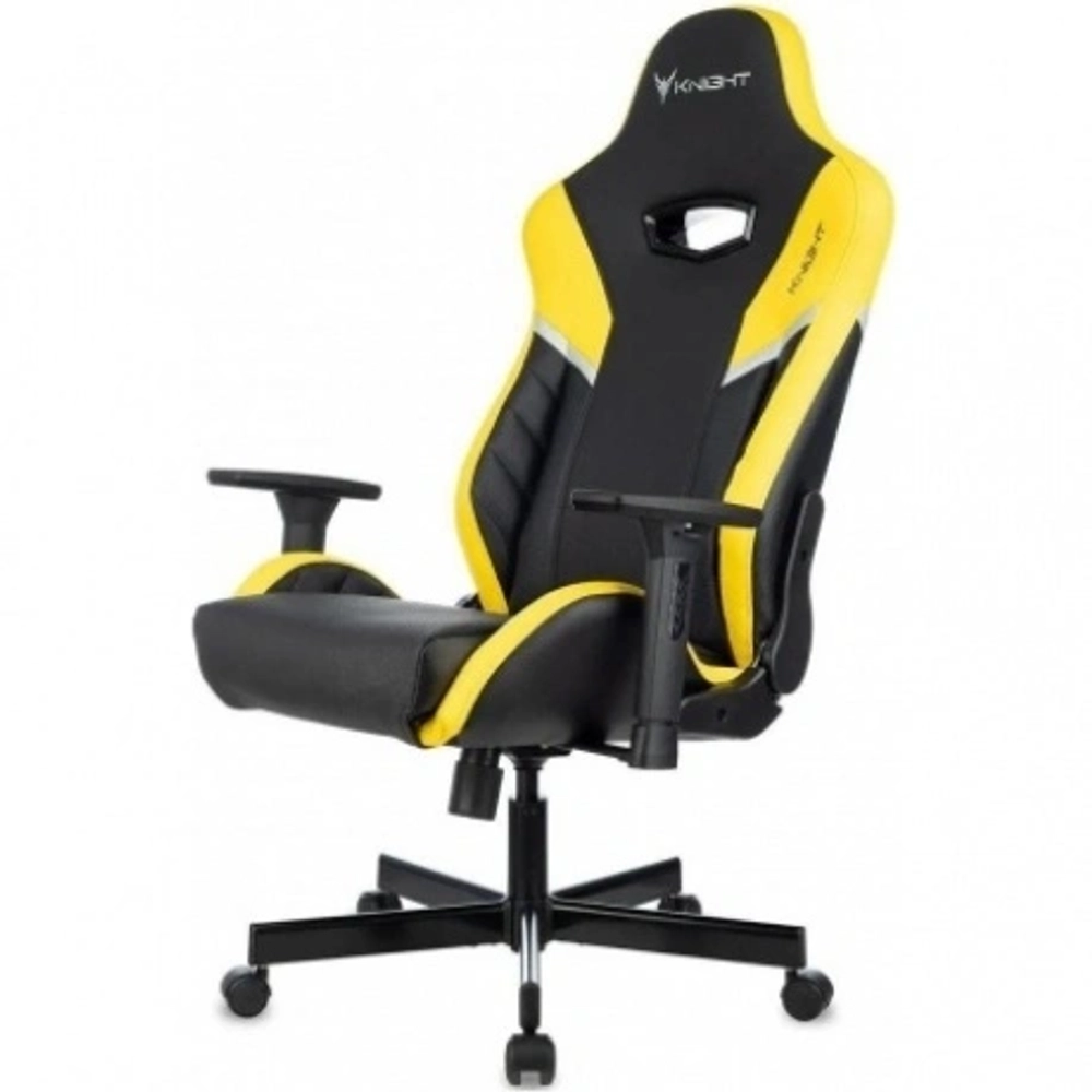 Кресло игровое Knight Thunder 5X черный/желтый эко.кожа крестов. металл