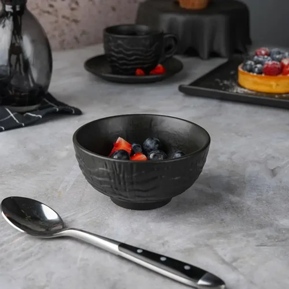 Соусник 150 мл d 9,8 см h5 см круглый емкость для закусок фарфор Black Raw Wood P.L. [4]