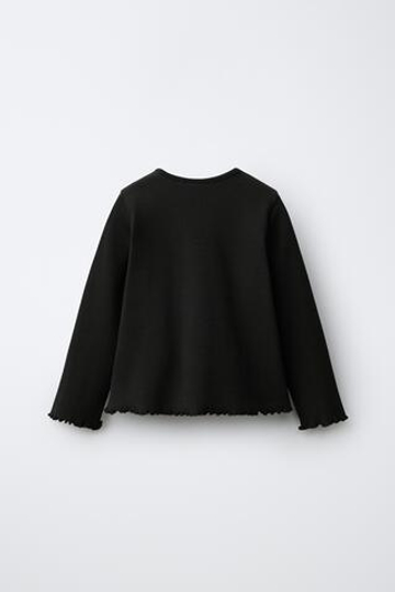 ZARA ЛОНГСЛИВ В РУБЧИК С ВЫШИВКОЙ, ЧЕРНЫЙ