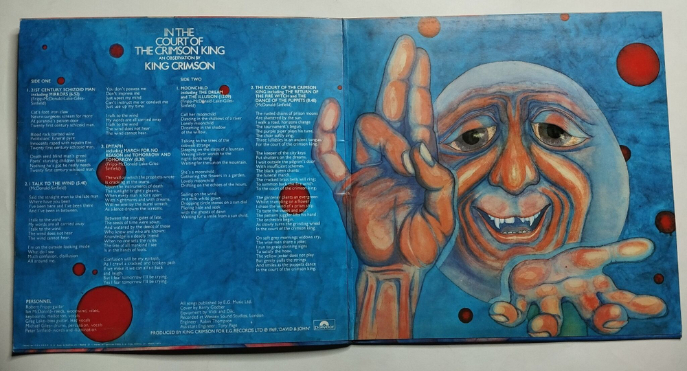 Винтажная виниловая пластинка LP King Crimson In The Court Of The Crimson King (Spain 1977)
