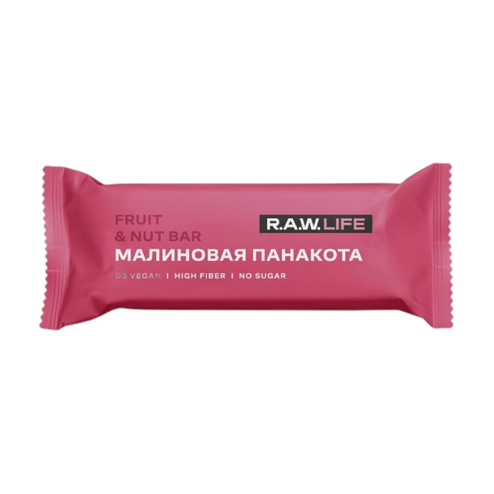 Батончик орехово-фруктовый Малиновая панакота R.A.W. LIFE, 47 г