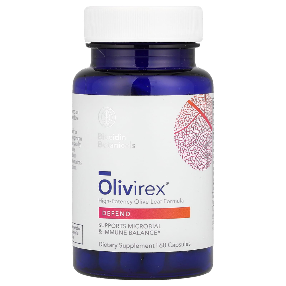 Biocidin Botanicals, Olivirex®, высокоэффективная формула из листьев оливкового дерева, 60 капсул