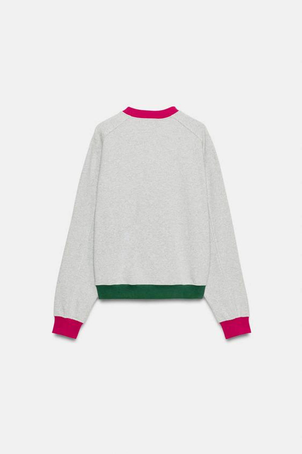 ZARA - FRUIT OF THE LOOM™ КОНТРАСТНАЯ ТОЛСТОВКА, СЕРЫЙ МЕЛАНЖ