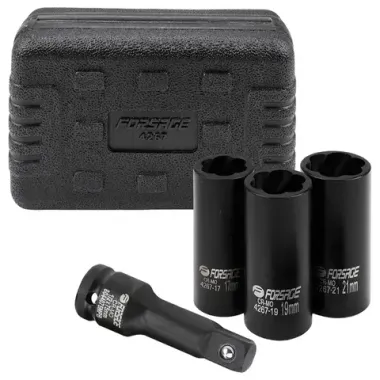 Головки ударные двухсторонние, набор 4пр., 1/2''(6гр.) Forsage F-4267
