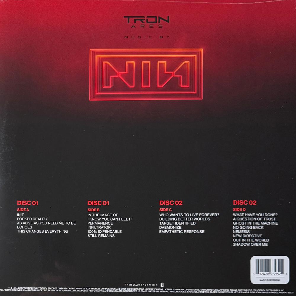 Tron: Ares - Original Motion Picture Soundtrack 2LP (Германия 2025г.) Red
