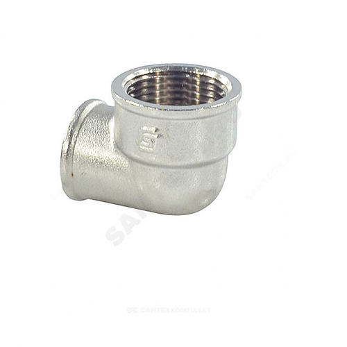 Угольник латунь никель переходной Ду 25х20 (1"х3/4") ВР/ВР SantechSystems