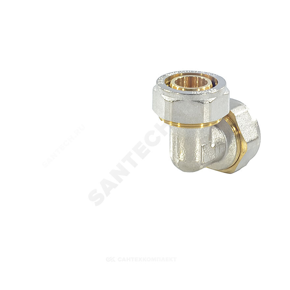 Угольник МП латунь никель обжим Дн 32х90гр ГОСТ 32415-2013 7005 Aquasfera 7005-04