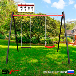 Уличные качели Sv Sport Maxi УК132.1В2 (3.0м/"Лодочка"/Деревянные/Подвесы на втулке 2к)