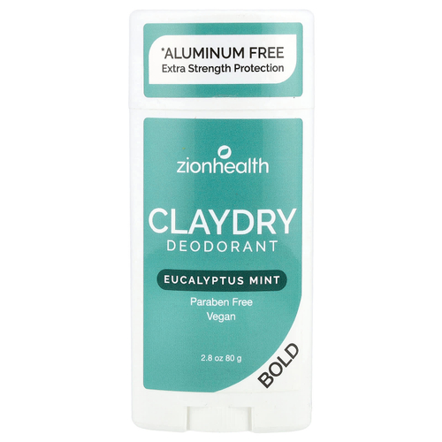 Zion Health, Bold, ClayDry, дезодорант, эвкалипт и мята, 80 г (2,8 унции)