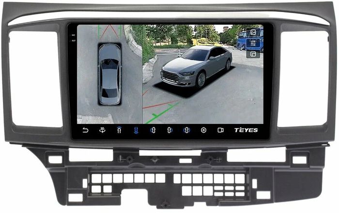 Магнитола для Mitsubishi Lancer X 2007-2016 (рамка 9) - Teyes CC3-2K-360 на Android 10, Быстрая, 2K QLED, CarPlay, 4G SIM-слот, 4 камеры в комплекте