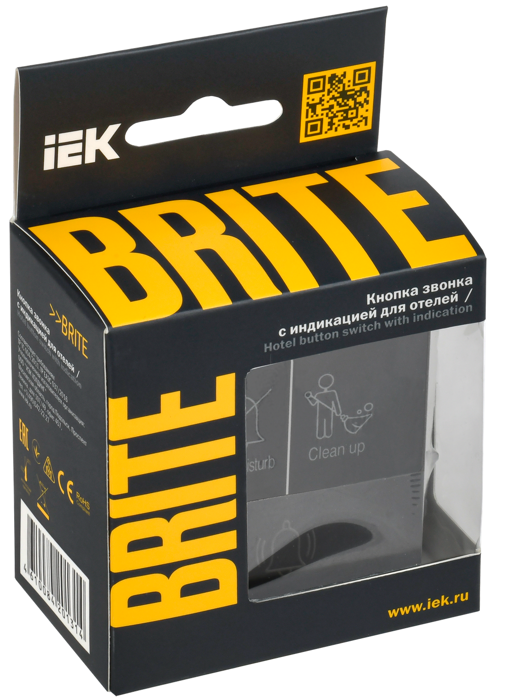 BRITE Кнопка звонка с индикацией для отелей 10А ВС10-1-9-БрГ графит IEK