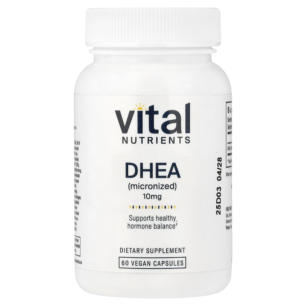 Vital Nutrients, ДГЭА (микронизированный), 10 мг, 60 веганских капсул