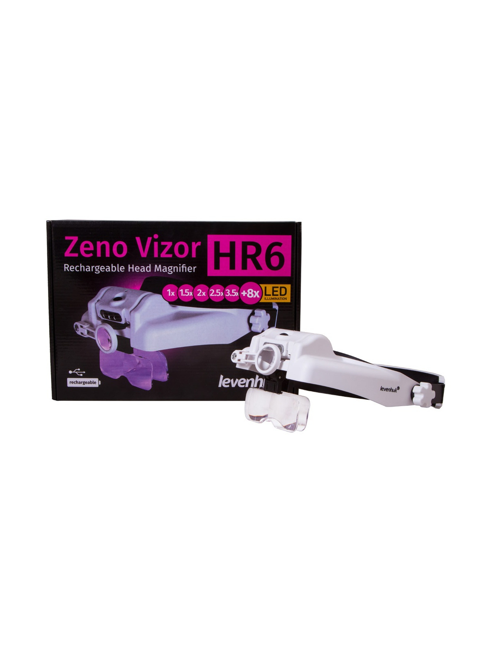 Лупа налобная с аккумулятором Levenhuk Zeno Vizor HR6