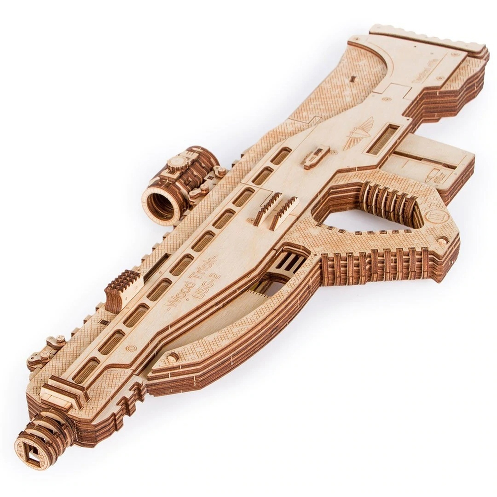 Штурмовая винтовка USG-2 от Wood Trick - деревянный конструктор, 3D пазл, Сборная механическая модель, стреляет пульками
