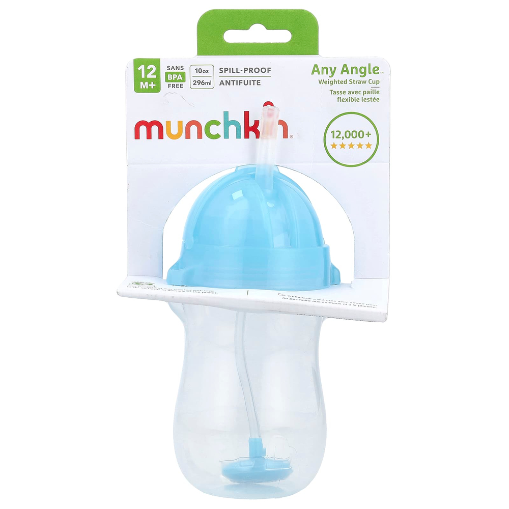 Munchkin, Every Angle™, чашка с трубочкой, для детей от 12 месяцев, светло-голубой, 296 мл (10 унций)