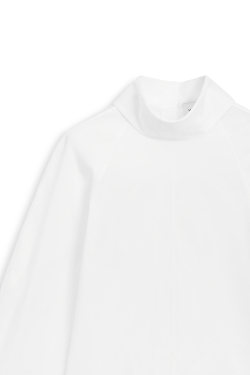 Massimo Dutti Рубашка оверсайз из поплина с высоким воротником - Limited Edition, белый