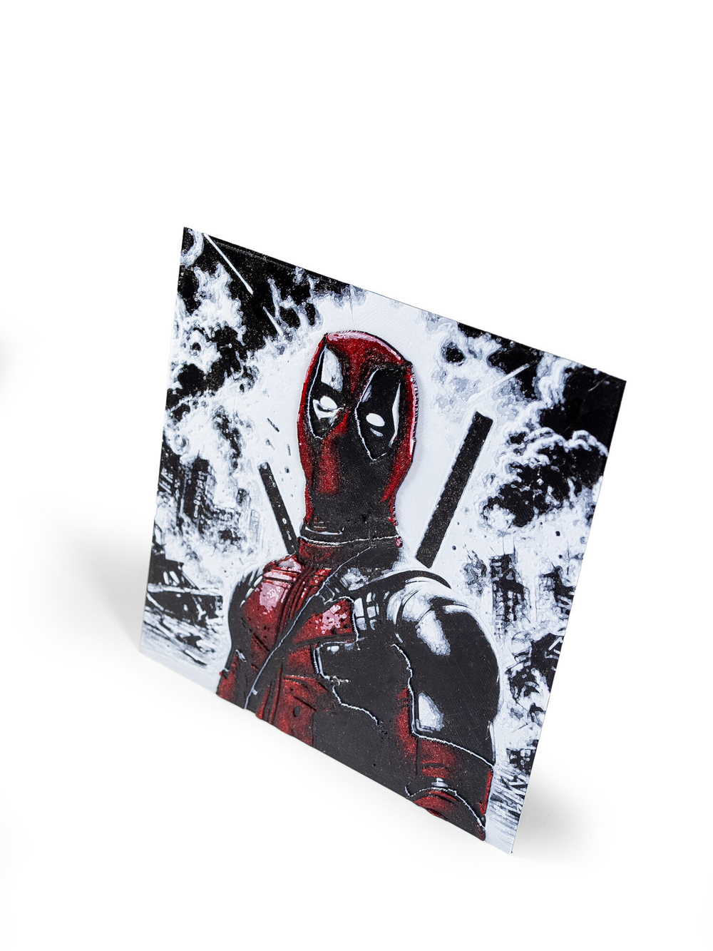 Табличка интерьерная "Deadpool " Дэдпул, 15х15 см, 3D печать, красно-белый-черный