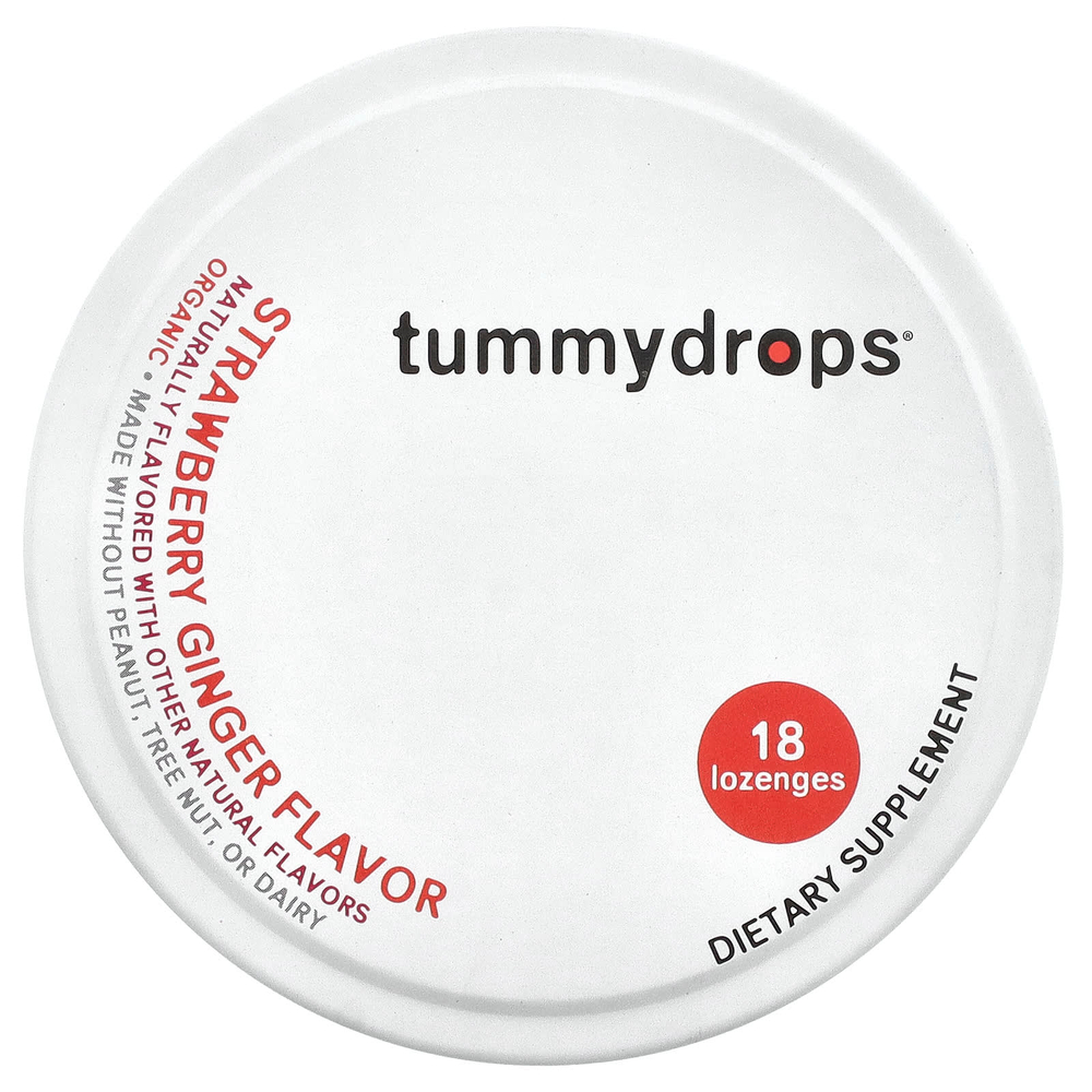 Tummydrops, органические леденцы, клубника и имбирь, 18 пастилок