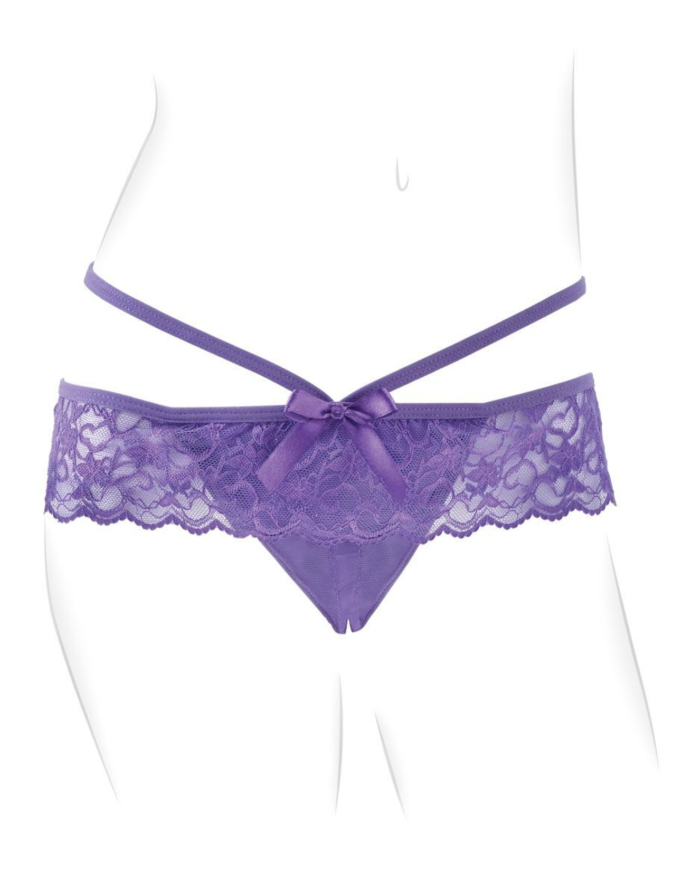 Фиолетовые трусики с вибропулей и пультом Crotchless Panty Thrill-Her (Размер: S-M-L) (Цвет: фиолетовый)